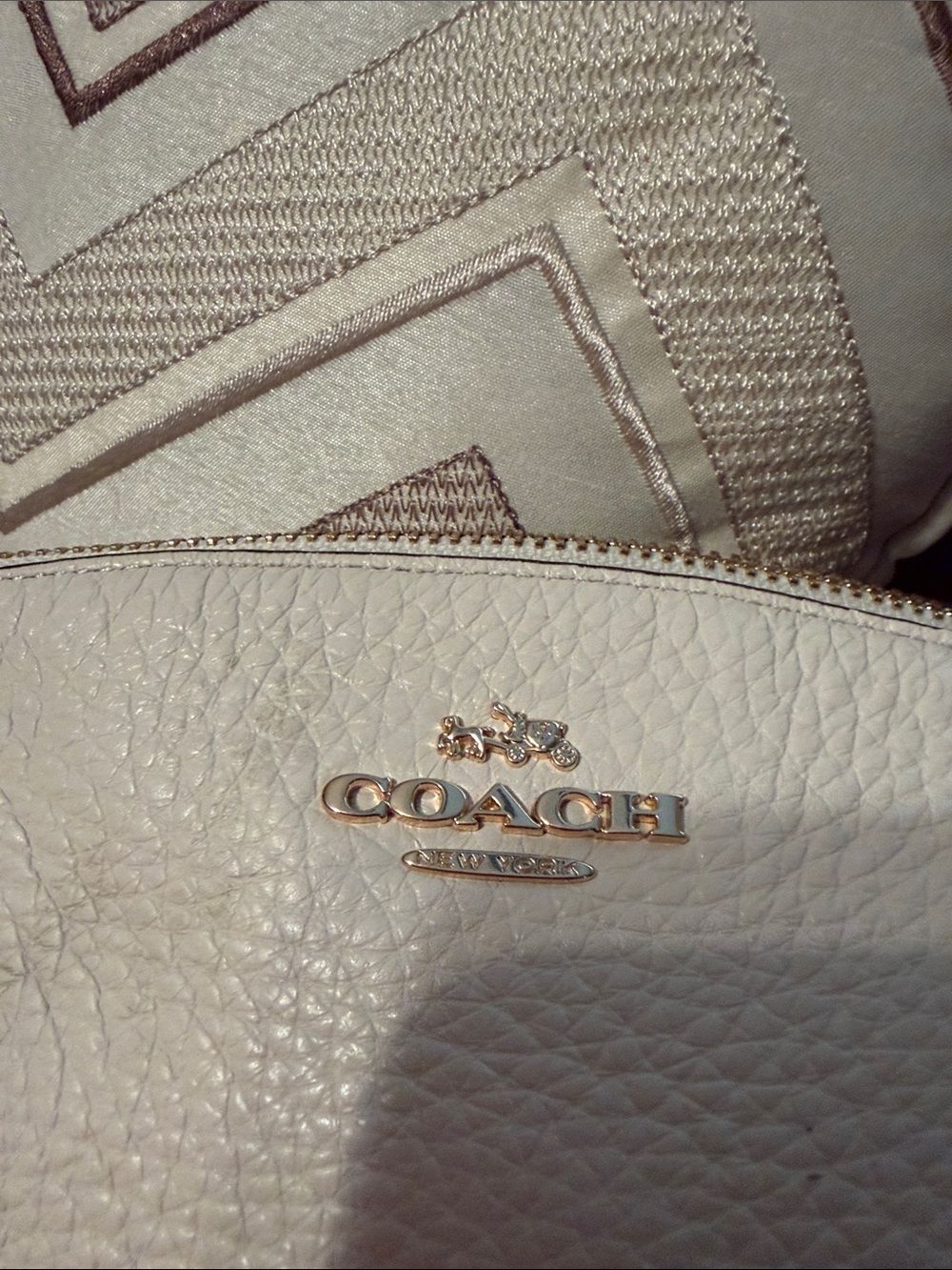 Coach Pebbled Leather Satchel Crossbody Ivory Cream Bag - Picture 2 of 12